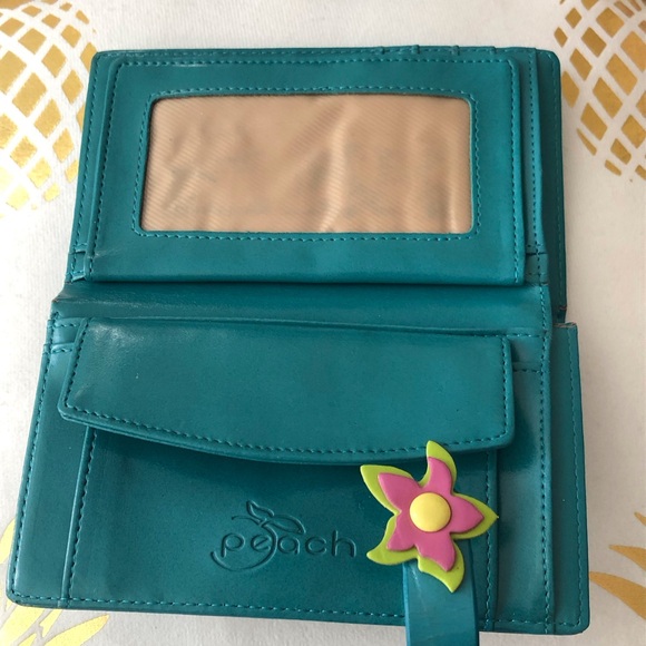 3/$20 Teal Blue Faux Leather Floral Wallet Kids Girls Colourful Fun First Wallet - Picture 7 of 10